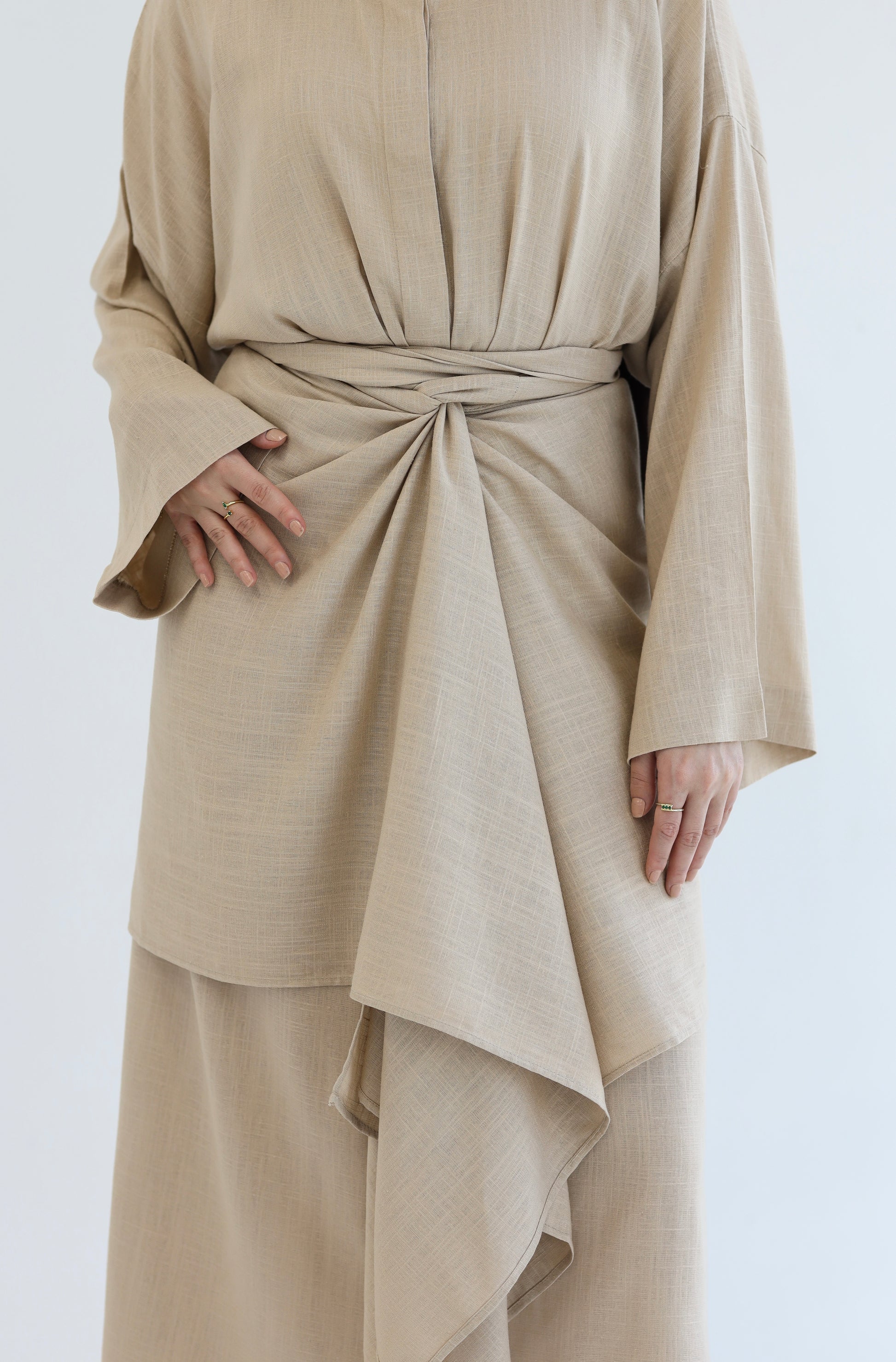 Linen wrapped Dress(Beige) Nisaaj Linen wrapped Dress(Beige) Nisaaj