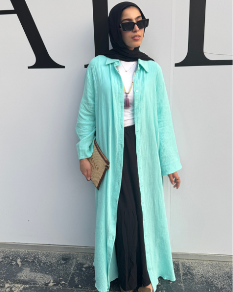 Breezy long shirt 
( Ice Blue)