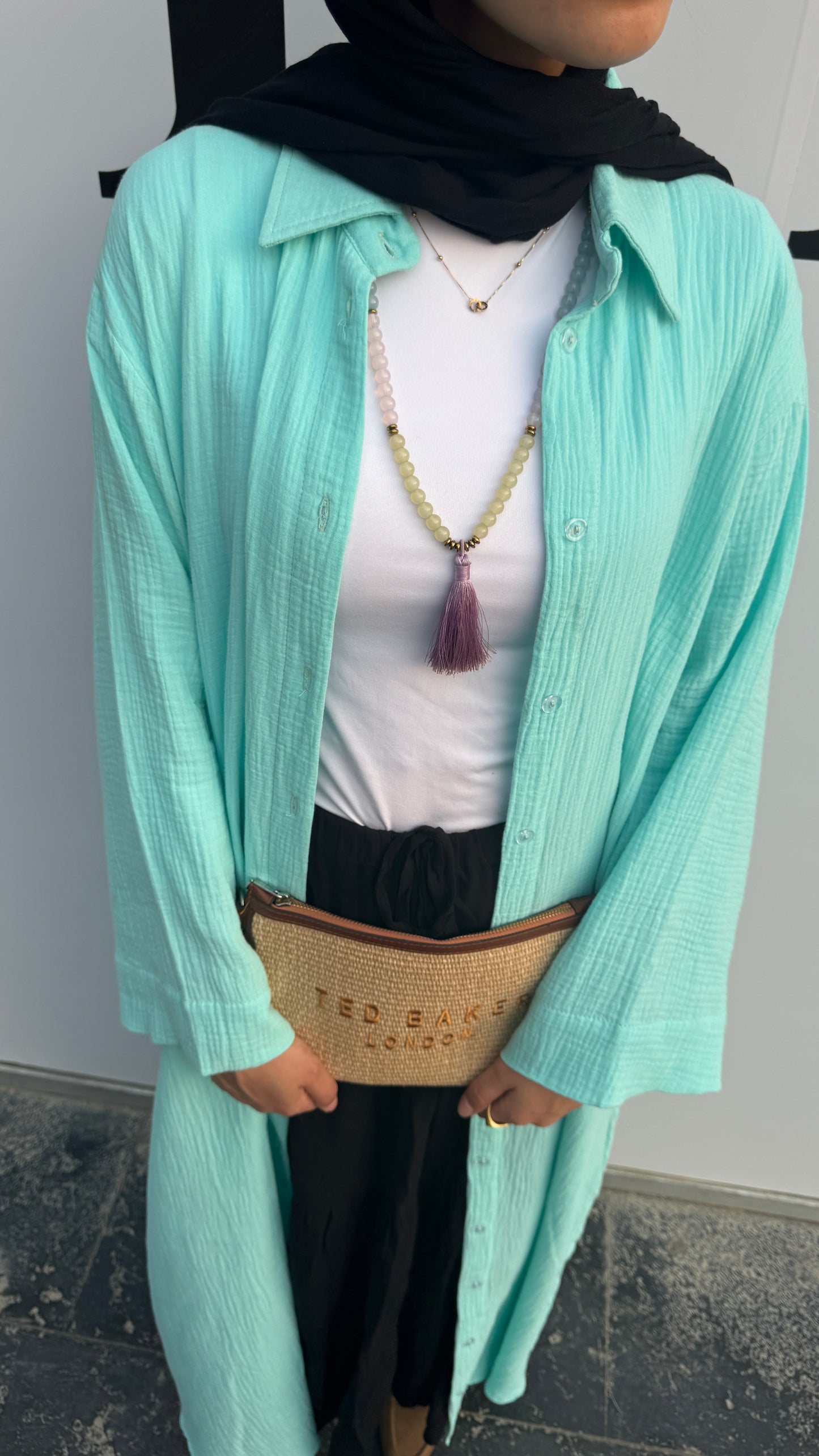 Breezy long shirt 
( Ice Blue)